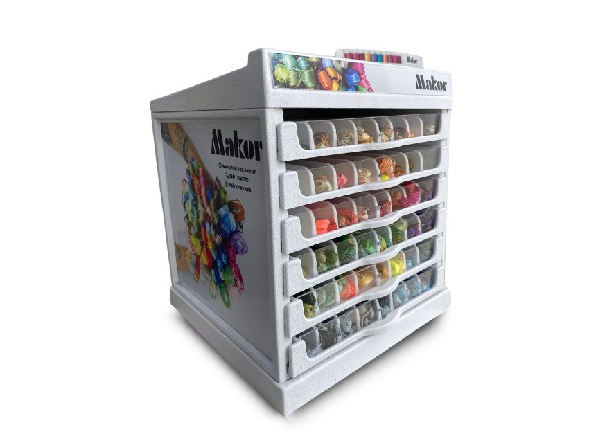 EXHIBIDOR DE HILOS PARA BORDAR SIMIL MOULINE 96 COLORES X 3 MADEJAS