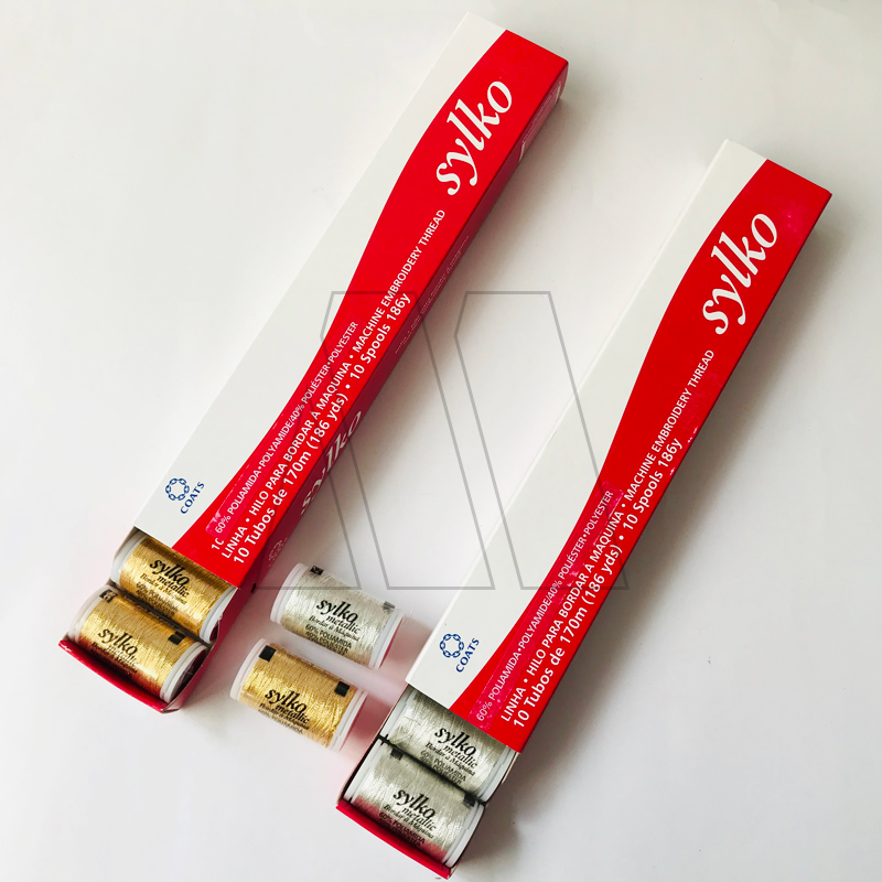 HILO SYLKO P/BORDAR A MAQUINA COATS METALIZADO X 10 OV