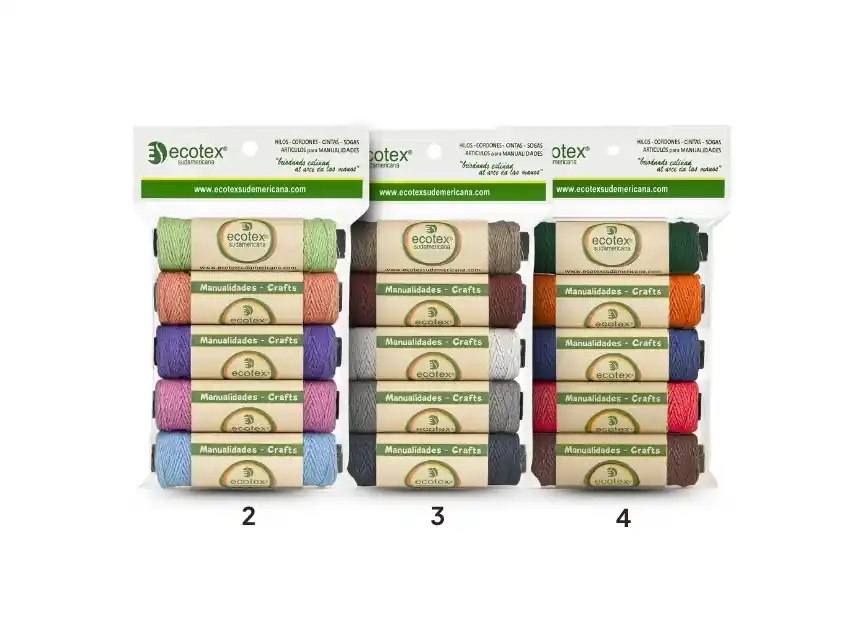 HILO DE ALGODON COLORES SURTIDOS 1,75 MM 5 BOB X 35MTS