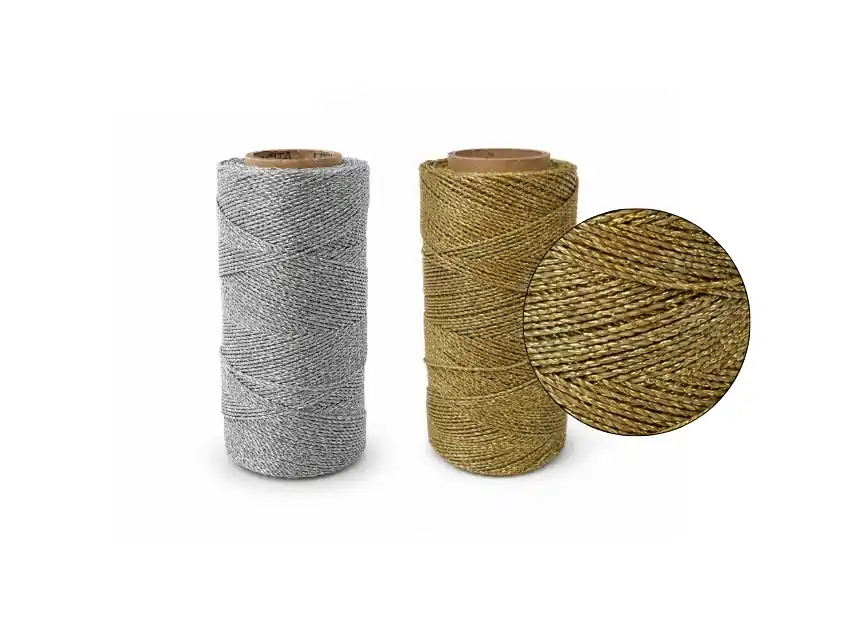 HILO ENCERADO LINHASITA LUREX DORADO-PLATEADO 1MM X 168MTS