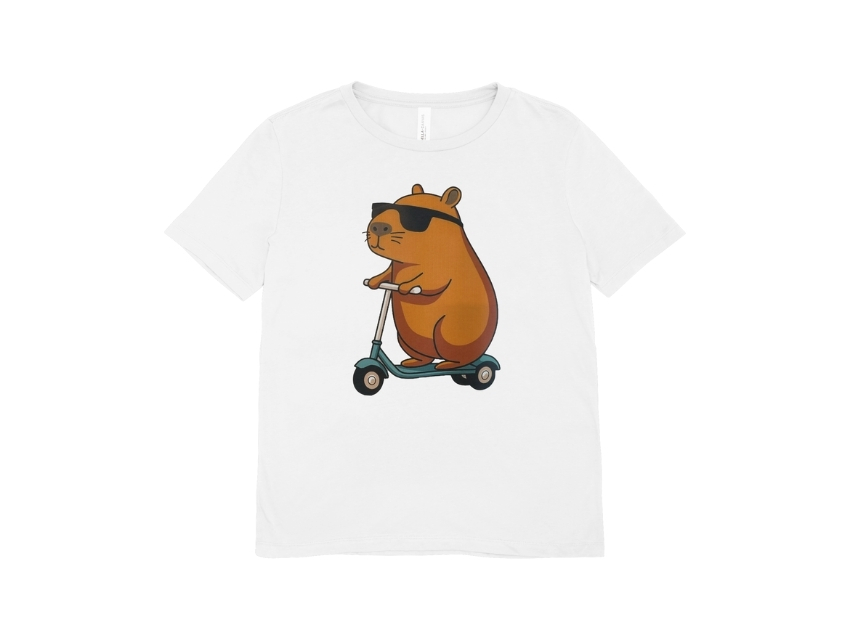 REMERA BLANCA ALGODON ESTAMPADA CAPIRABA MONOPATIN TALLE 4 AL 12
