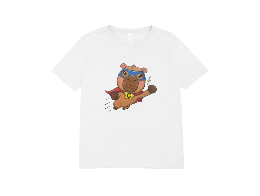  REMERA BLANCA ALGODON ESTAMPADA CAPIRABA SUPER HEROE TALLE 4 AL 12