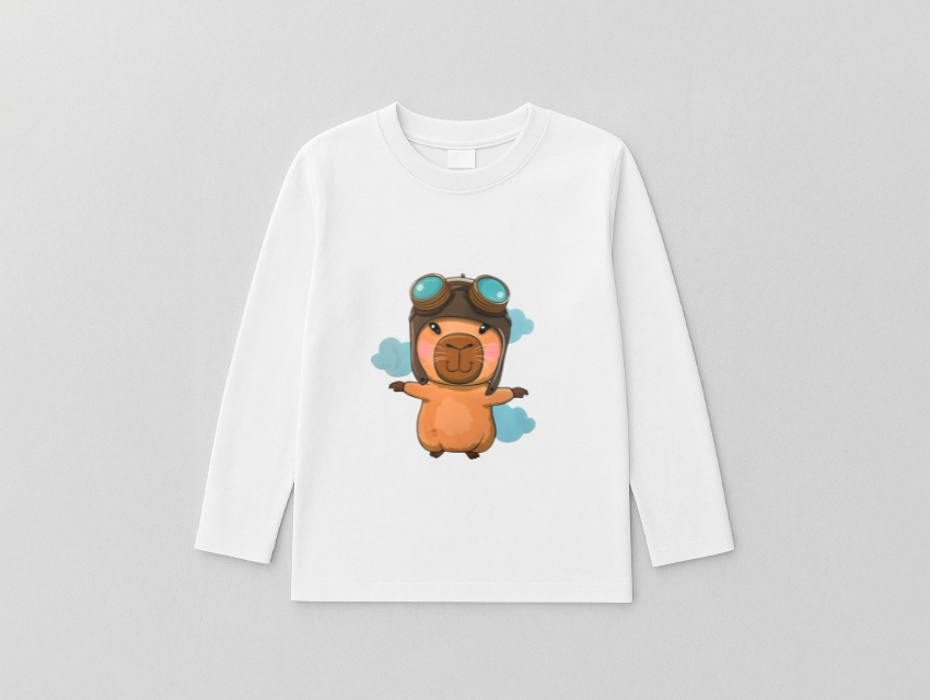 REMERA MANGAS LARGAS BLANCA ALGODON ESTAMPADA CAPIRABA AVIADOR TALLE 4 AL 12 