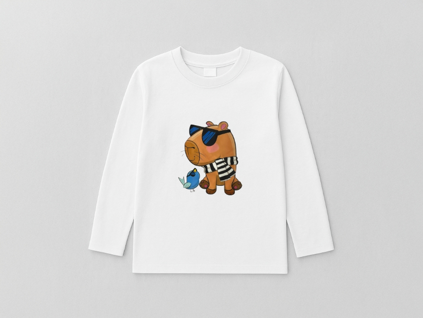 REMERA MANGAS LARGAS BLANCA ALGODON ESTAMPADA CAPIRABA GAFAS TALLE 4 AL 12 
