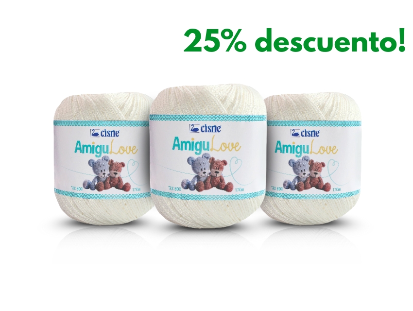 HILO CISNE AMIGULOVE BLANCO 100% ALGODON MERCERIZADO 6 OV X 170MTS (Peso x ovillo: 120grs)