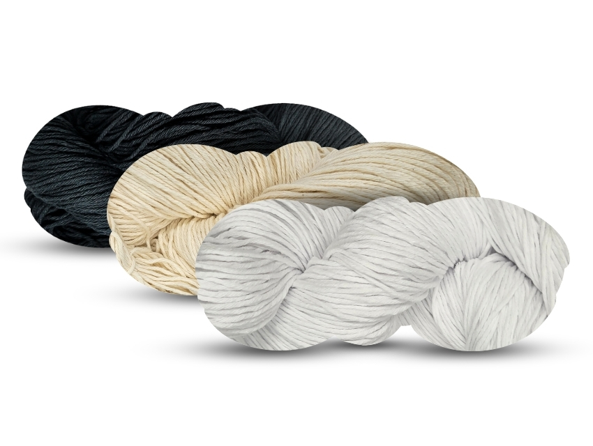 HILO 6 CABOS ALGODON MIA HILADOS COTTON SENSE BLANCO/NEGRO/CRUDO 3 MADEJAS X 150GRS APROX