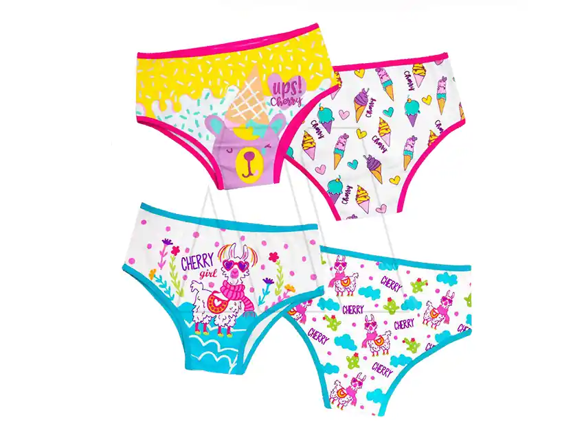 BOMBACHA NENA DOBLE ESTAMPA CHERRY ALG Y LYCRA T 4,6,8