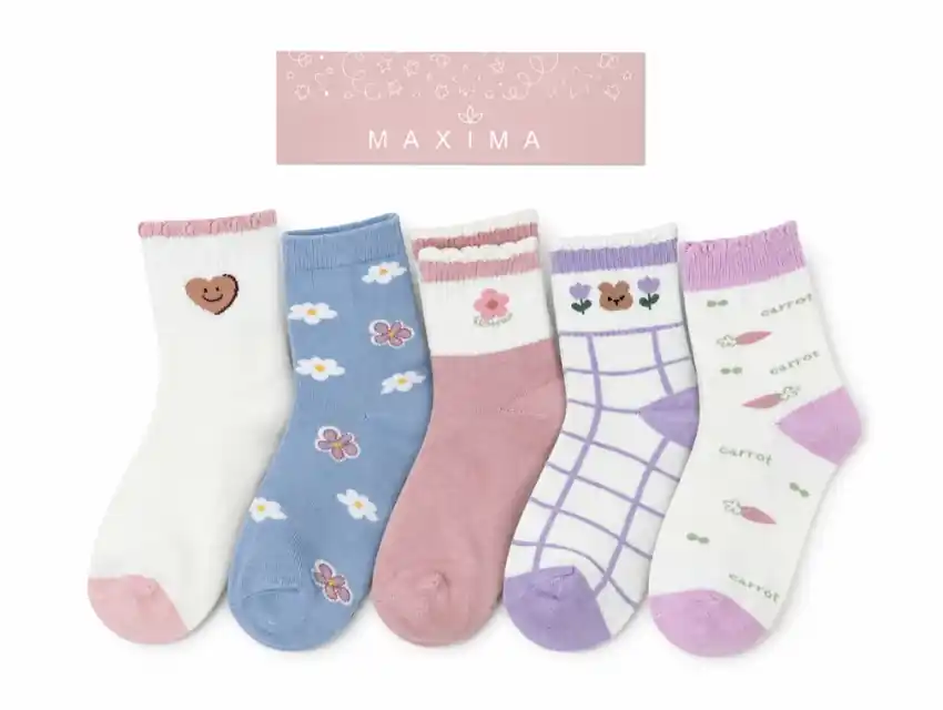 MEDIAS MAXIMA TOBILLERO ALTO DE POLIESTER INFANTIL SURTIDO X PAR