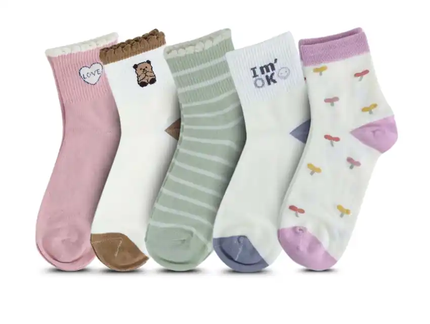 MEDIAS MAXIMA TOBILLERO ALTO DE POLIESTER DAMA SURTIDO X PAR 