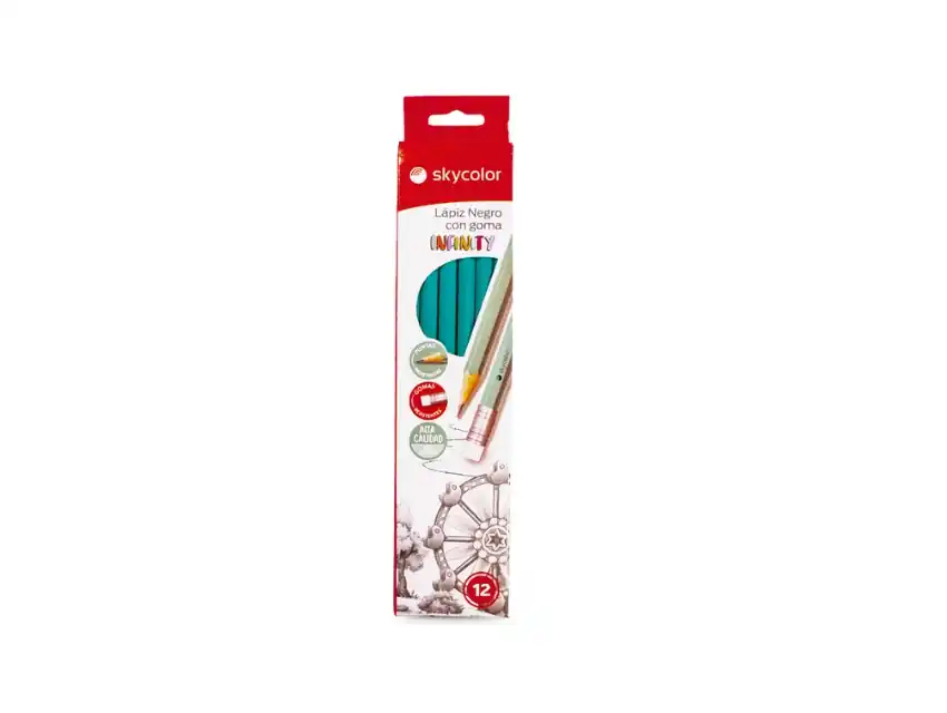LAPIZ NEGRO SKYCOLOR HB INFINITY C/GOMA X 12UN 