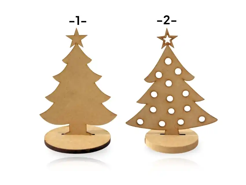 ARBOL DE NAVIDAD LISO / CALADO CON CIRCULOS FIBROFACIL X 30 CM X UN