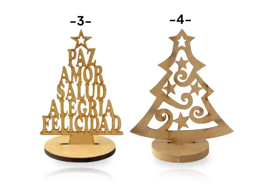 ARBOL DE NAVIDAD CALADO DESEOS / ESTRELLAS FIBROFACIL X 30 CM X UN