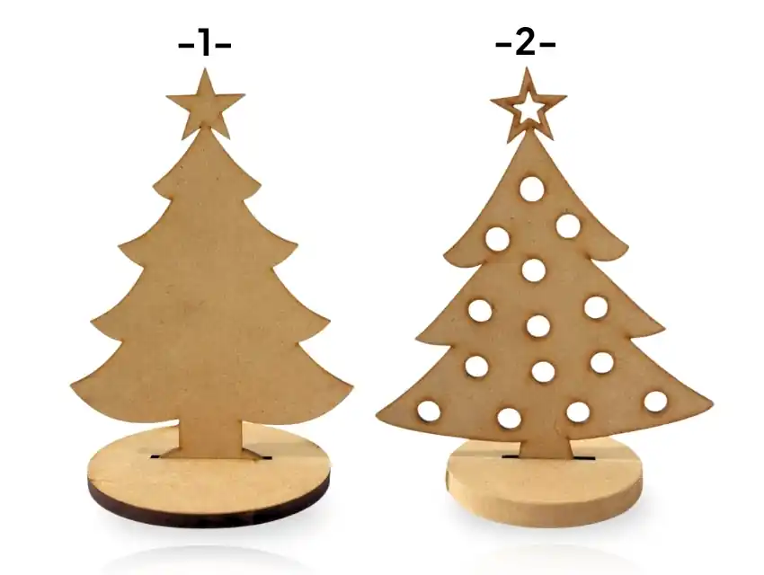 ARBOL DE NAVIDAD LISO / CALADO CON CIRCULOS FIBROFACIL X 45 CM X UN