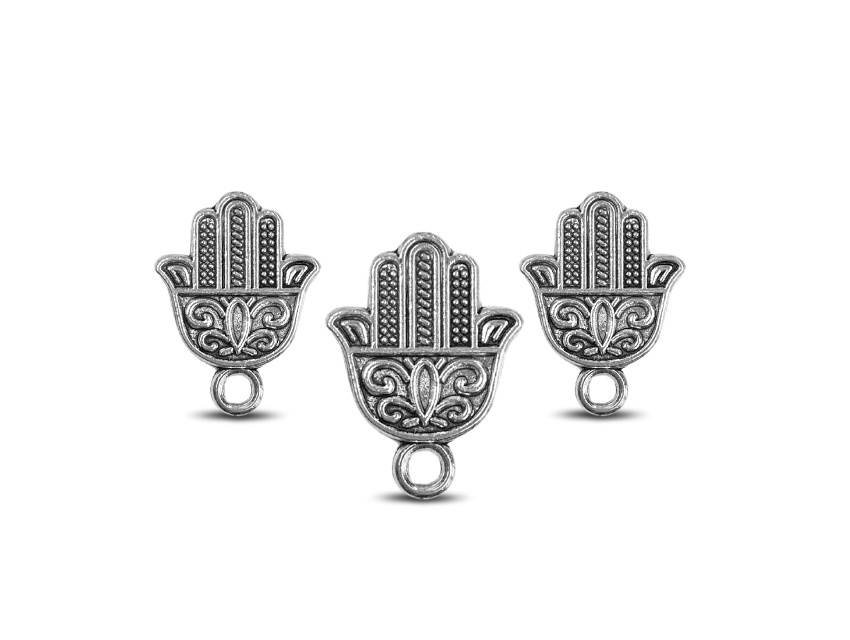 DIJE METALICO NIQUEL MANO FATIMA CHICA 1,5CM X 50GRS 46UN APROX 