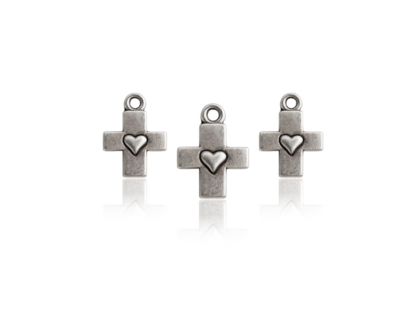 DIJE METALICO NIQUEL CRUZ CORAZON 1CM X 50GRS 58UN APROX 