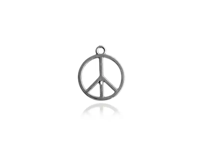 DIJE METALICO NIQUEL SIMBOLO DE LA PAZ 2,2CM X 50GRS 32UN APROX
