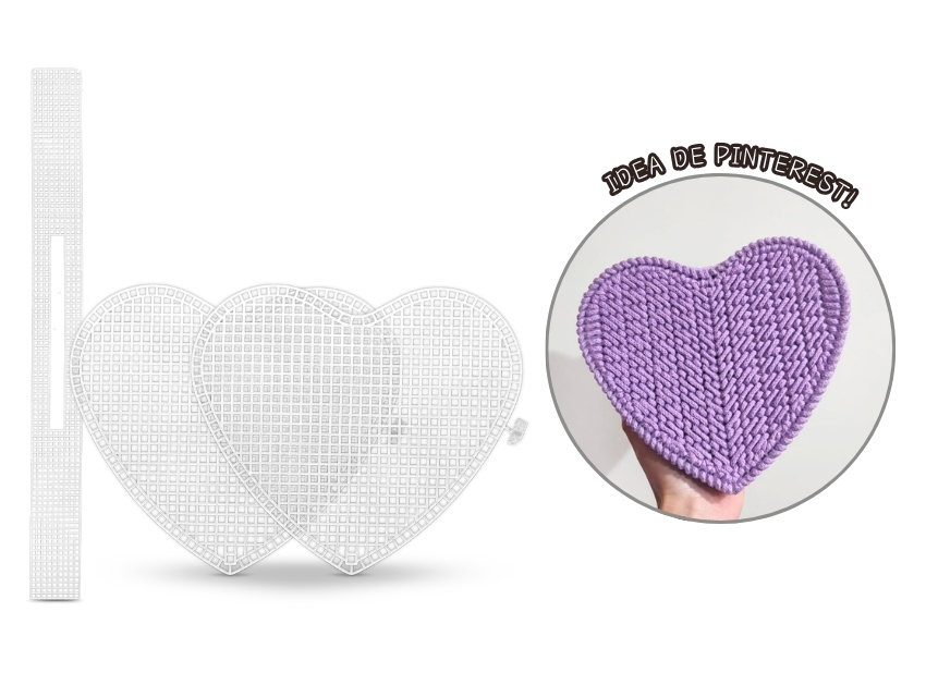 PLASTIC CANVAS CARTERA CORAZON 18CM X 20CM X UN 