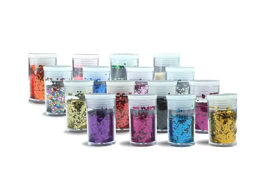 CAJA MINI LENTEJUELAS X 16 TUBOS COLORES SURTIDOS 