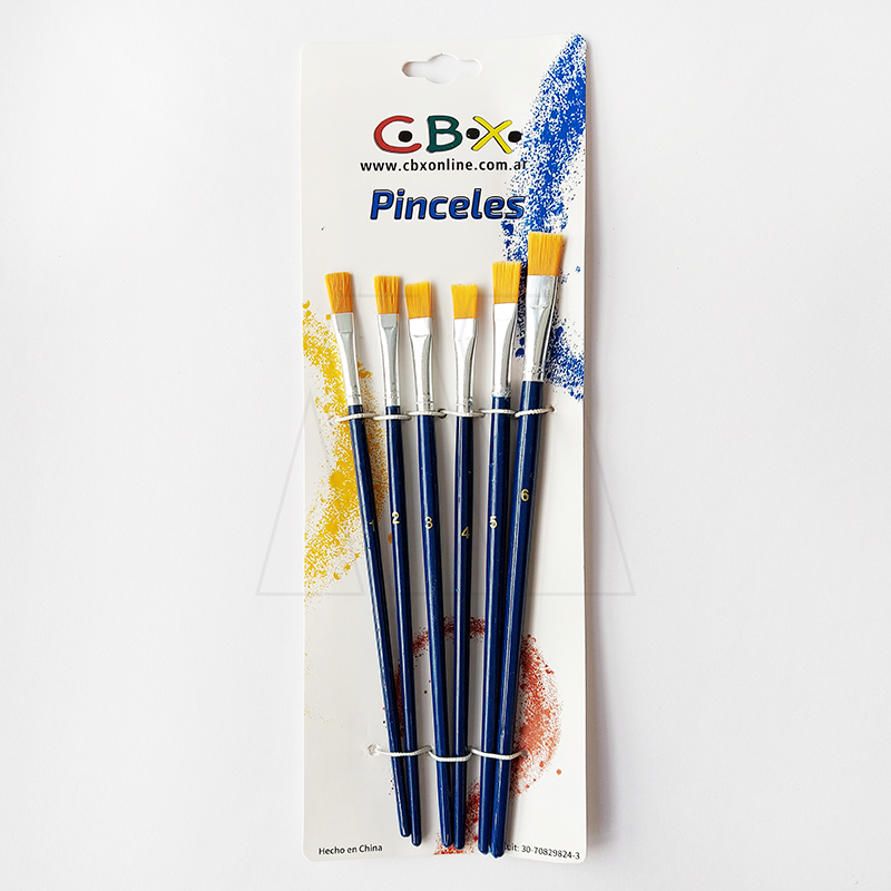 SET PINCELES CHATOS CBX LINEA ECO - BLISTER SURTIDO C/ MEDIDAS DE Nº 1 A 6