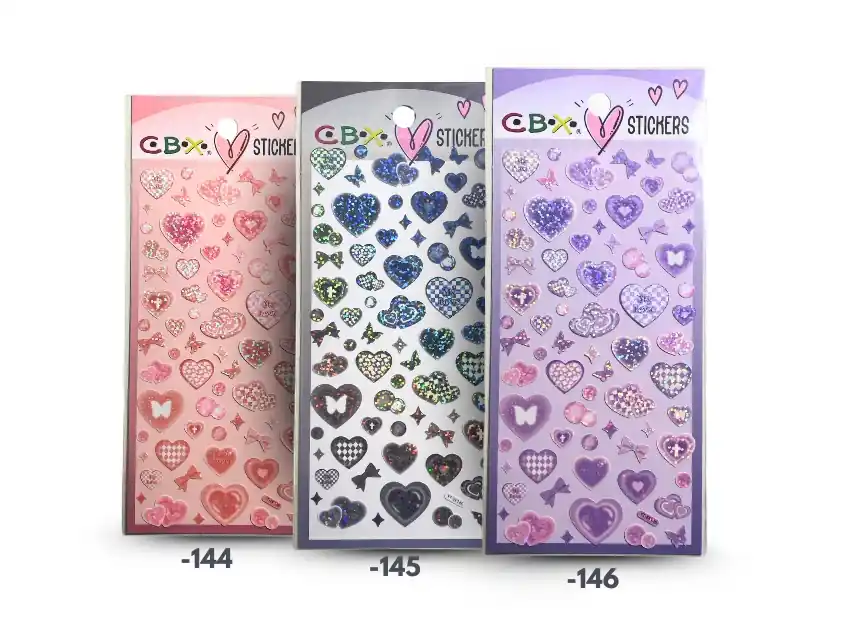  STICKERS AUTOADHESIVOS CORAZONES CBX X PLANCHA 