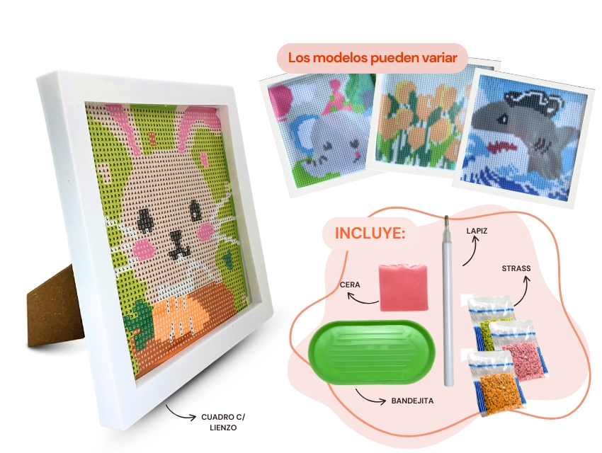 KIT PINTURA DE STRASS AUTOADHESIVO 17CM X 17CM