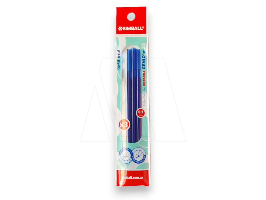 REPUESTO BIROME ROLLER SIMBALL GENIO AZUL BORRABLE X 3UN