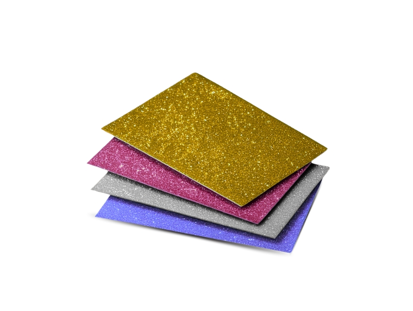 GOMA EVA SUPER GLITTER AUTOADHESIVA A4 30 X 40CM X 10 UN