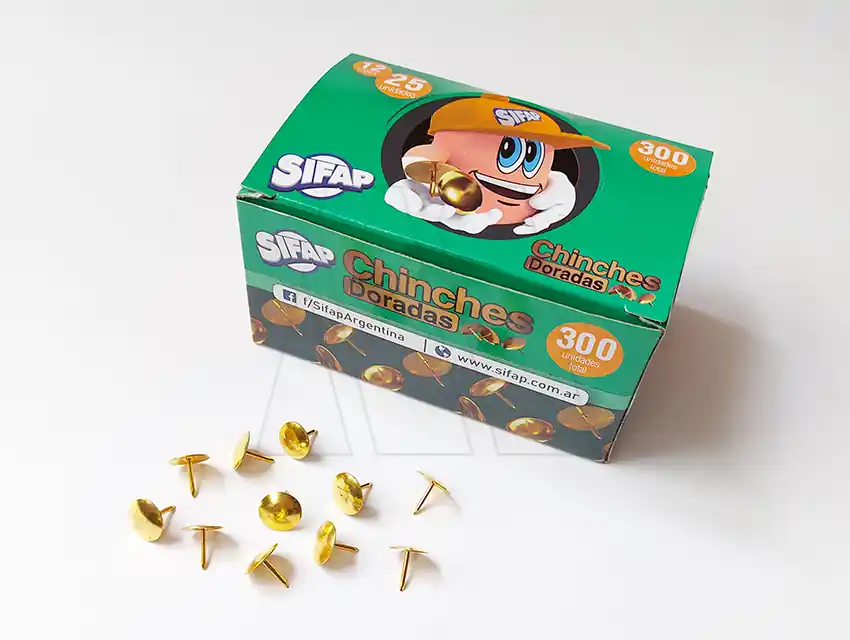 CHINCHES SIFAP DORADAS X 300UN (12 CAJITAS DE 25UN)