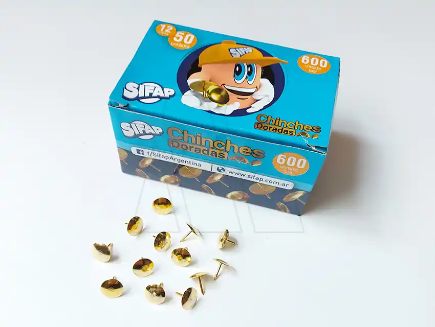 CHINCHES SIFAP DORADAS X 600UN (12 CAJITAS DE 50UN)