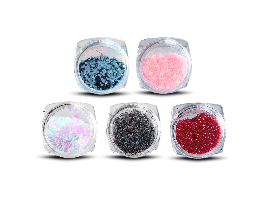 GLITTER Y MINI LENTEJUELAS BLISTER X 6UN SURTIDAS