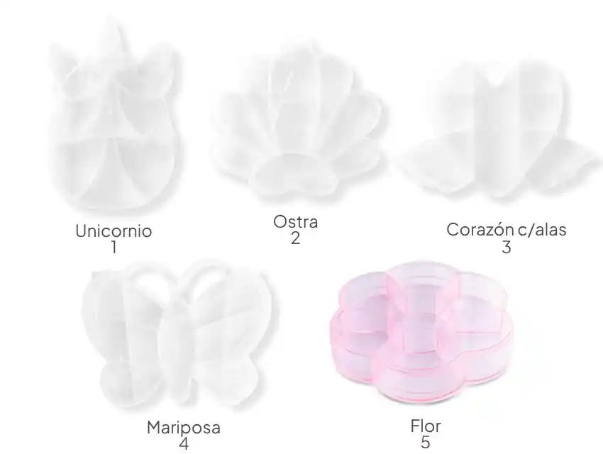 ESTUCHE PLASTICO FANTASIA CON 9 DIVISIONES P/MANUALIDADES 15CM X 15CM APROX