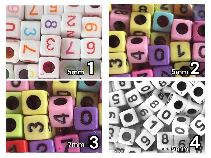 CUENTAS DE PLASTICO CON NUMEROS X 125GRS 