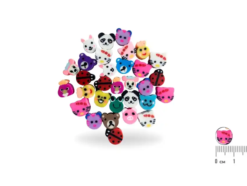 CUENTAS DE FIMO ANIMALES 9MM X 20GRS (53UN APROX)