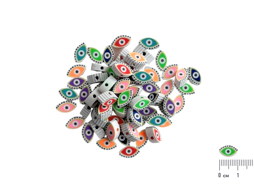 CUENTAS DE FIMO OJO TURCO 1,2CM X 20GRS (58UN APROX)