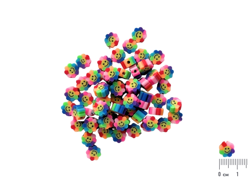 CUENTAS DE FIMO FLOR 9MM X 20GRS (54UN APROX)
