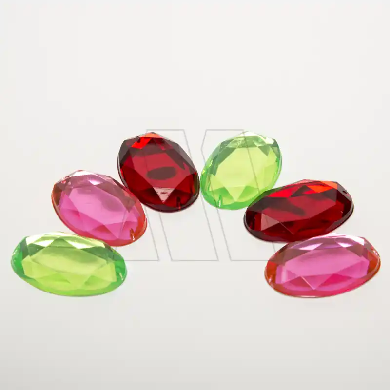 GEMA ACRILICA OVAL FACETADA FRENTE PLANO X 10UN