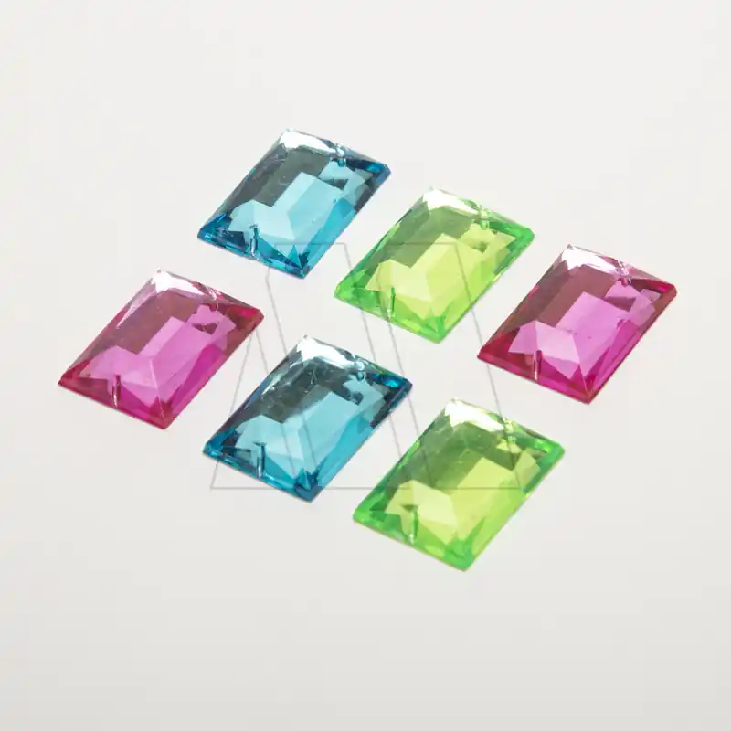 GEMA ACRILICA RECTANGULAR FACETADA 25X18MM X 10UN