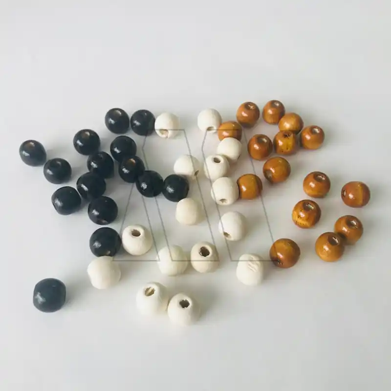 CUENTAS DE MADERA REDONDAS CLASICAS 10 MM x 12 SOBRES