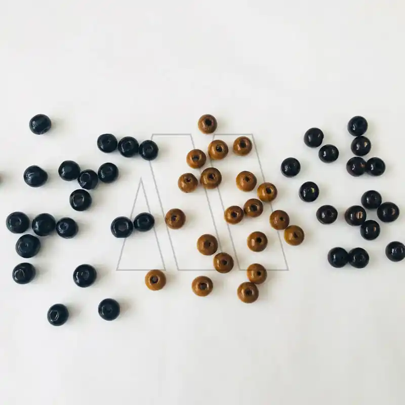 CUENTAS DE MADERA REDONDAS CLASICAS 6 MM X 12 SOB