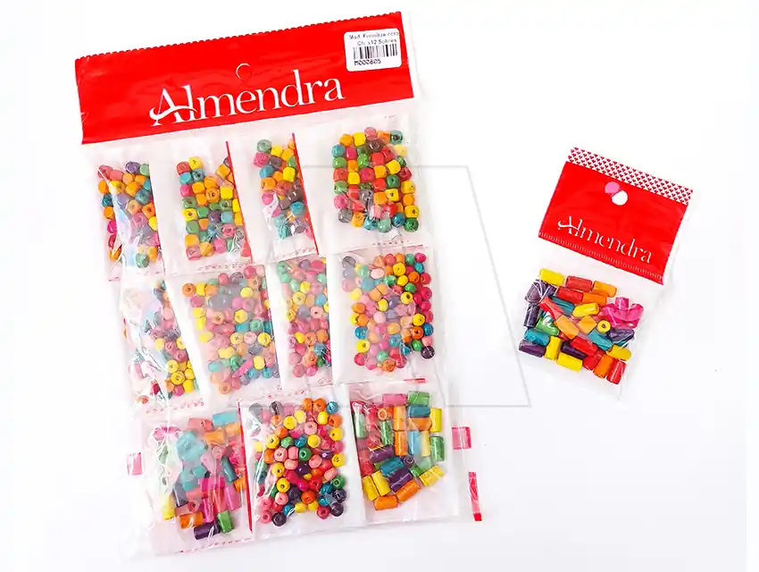 CUENTAS DE MADERA MODELOS SURTIDOS X 12 SOBRES