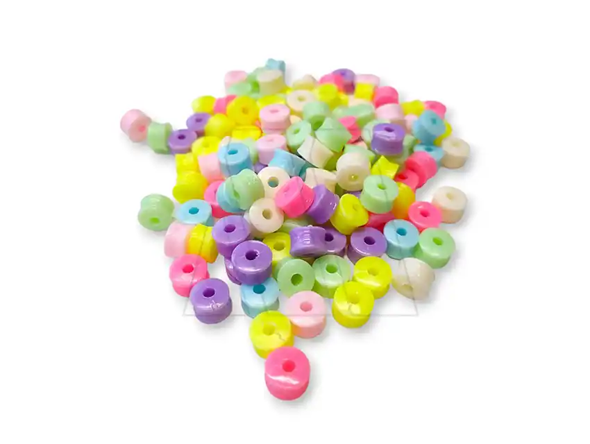 CUENTAS DE PLASTICO CARRETELES 10MM X 5MM X 125GRS