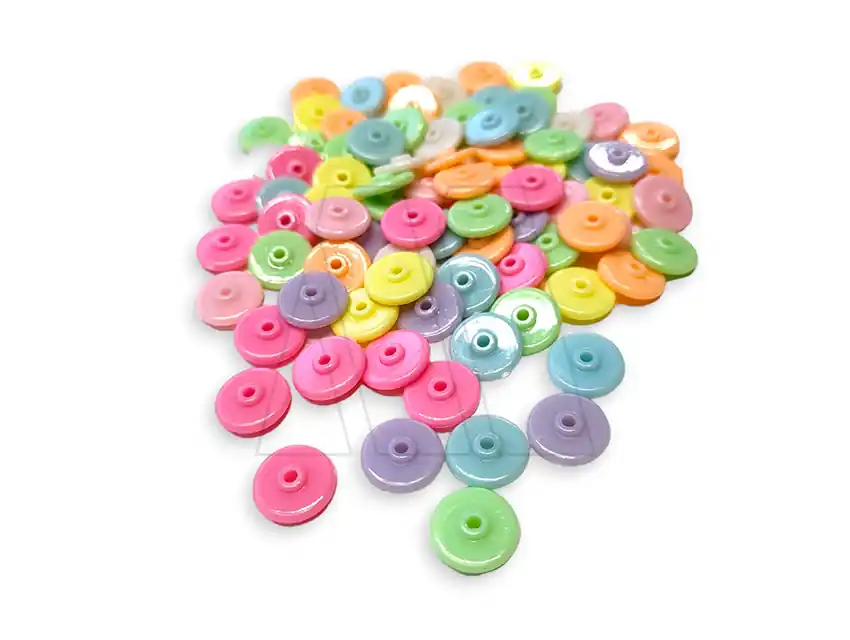CUENTAS DE PLASTICO BOTONES 12MM X 12MM X 125GRS