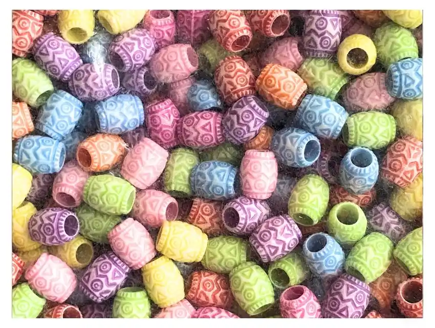 CUENTAS DE PLASTICO BARRILES 8MM X 125GRS