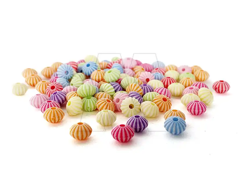 CUENTAS DE PLASTICO RUEDITAS 8MM X 8MM X 125GRS