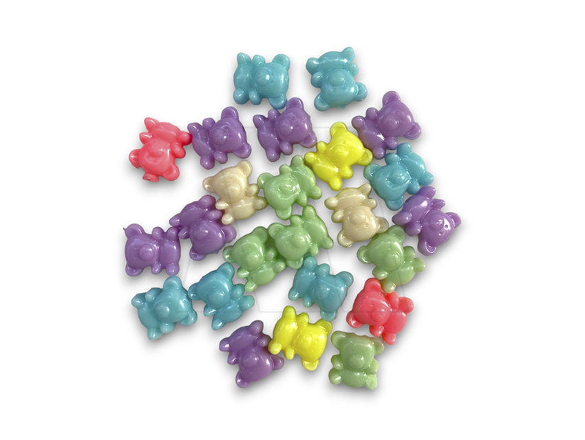 CUENTAS DE PLASTICO OSITOS 15MM X 10MM X 125GRS