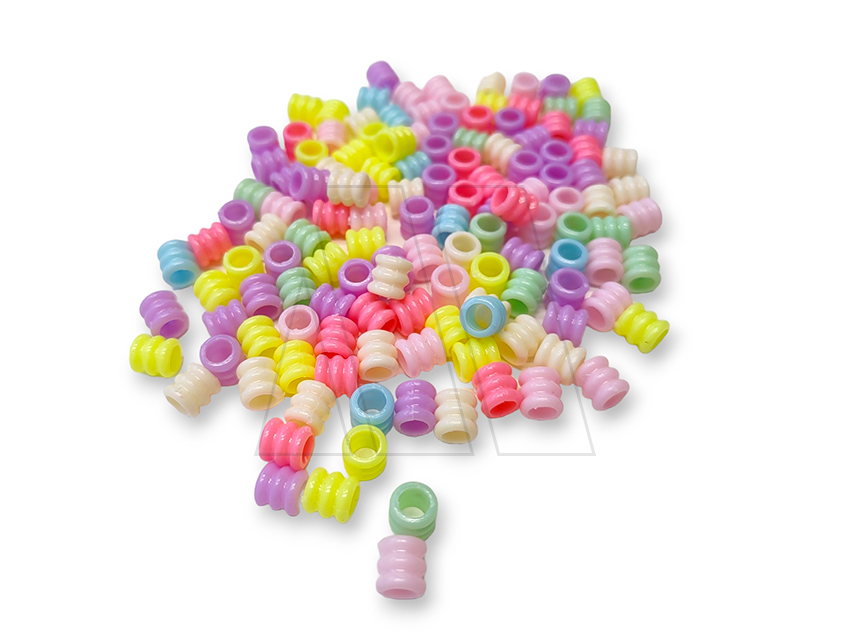 CUENTAS DE PLASTICO RESORTE 8MM X 6MM X 125GRS