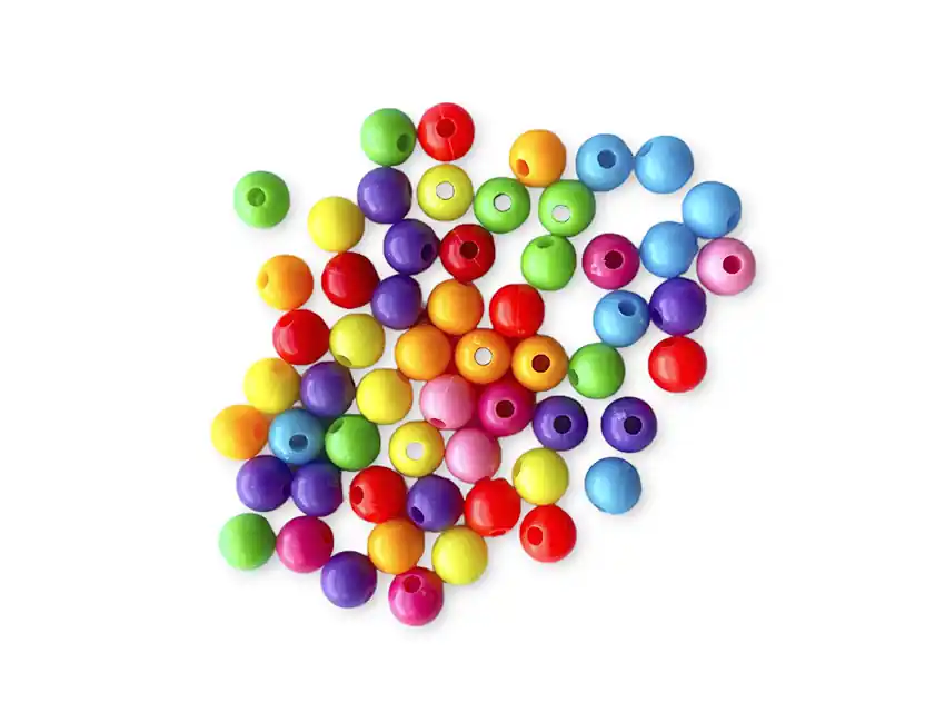 CUENTAS DE PLASTICO BOLITAS 8MM X 125GR 