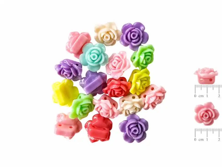 CUENTAS DE PLASTICO FLORES 20MM X 20MM X 125GRS