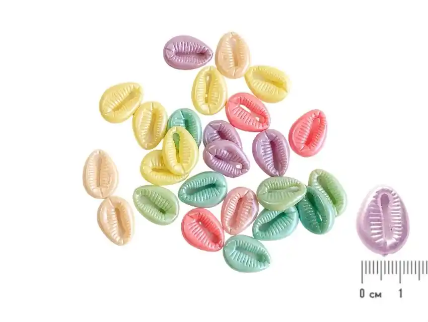 CUENTAS DE PLASTICO TORNASOLADAS PASTELES MAR 18MM X 13MM X 125GRS (260 UN APROX)
