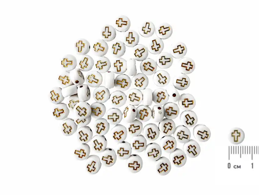 CUENTAS DE PLASTICO CRUCES 6MM X 6MM X 125GRS  (920UN APROX)